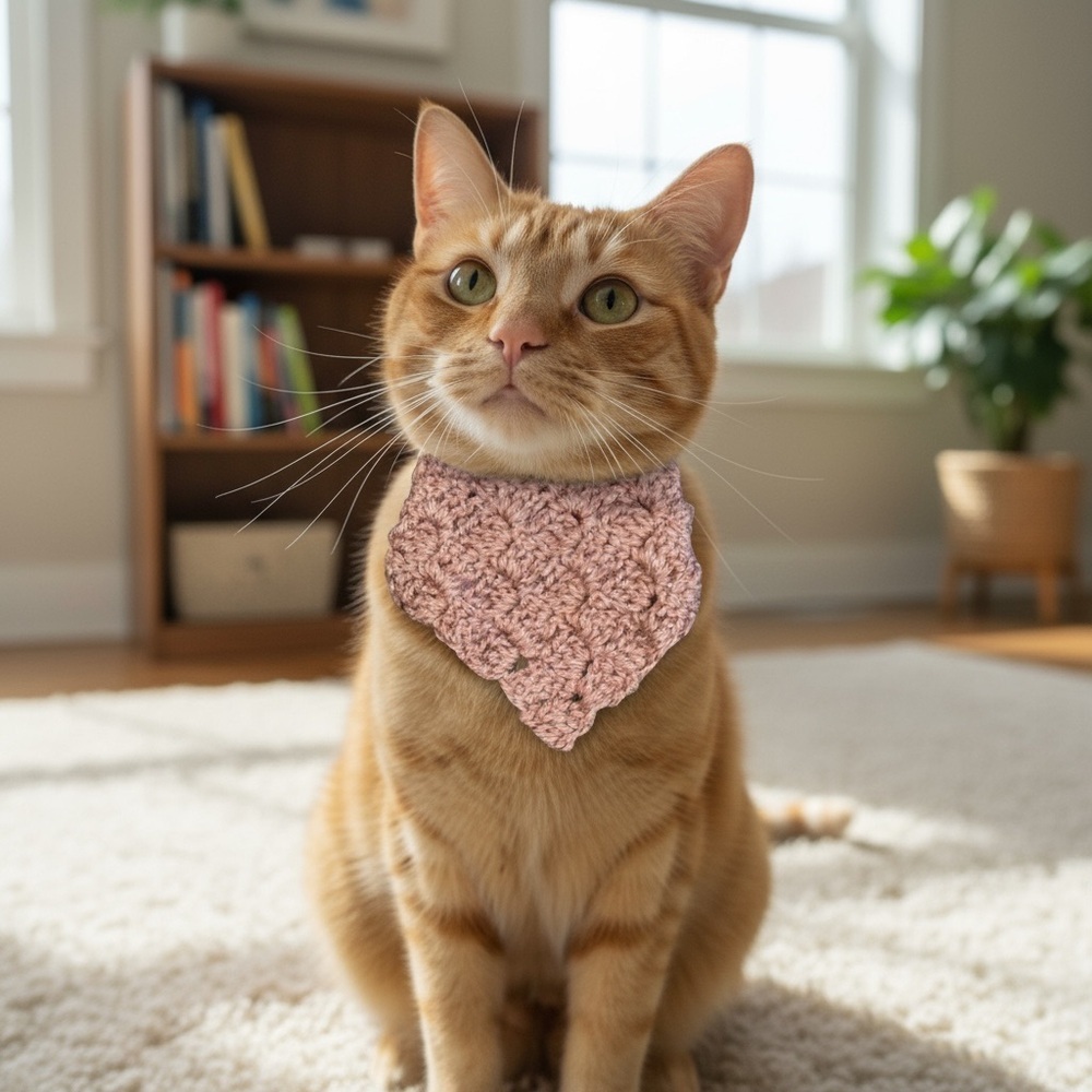 Hand Crocheted Cat Bandanna